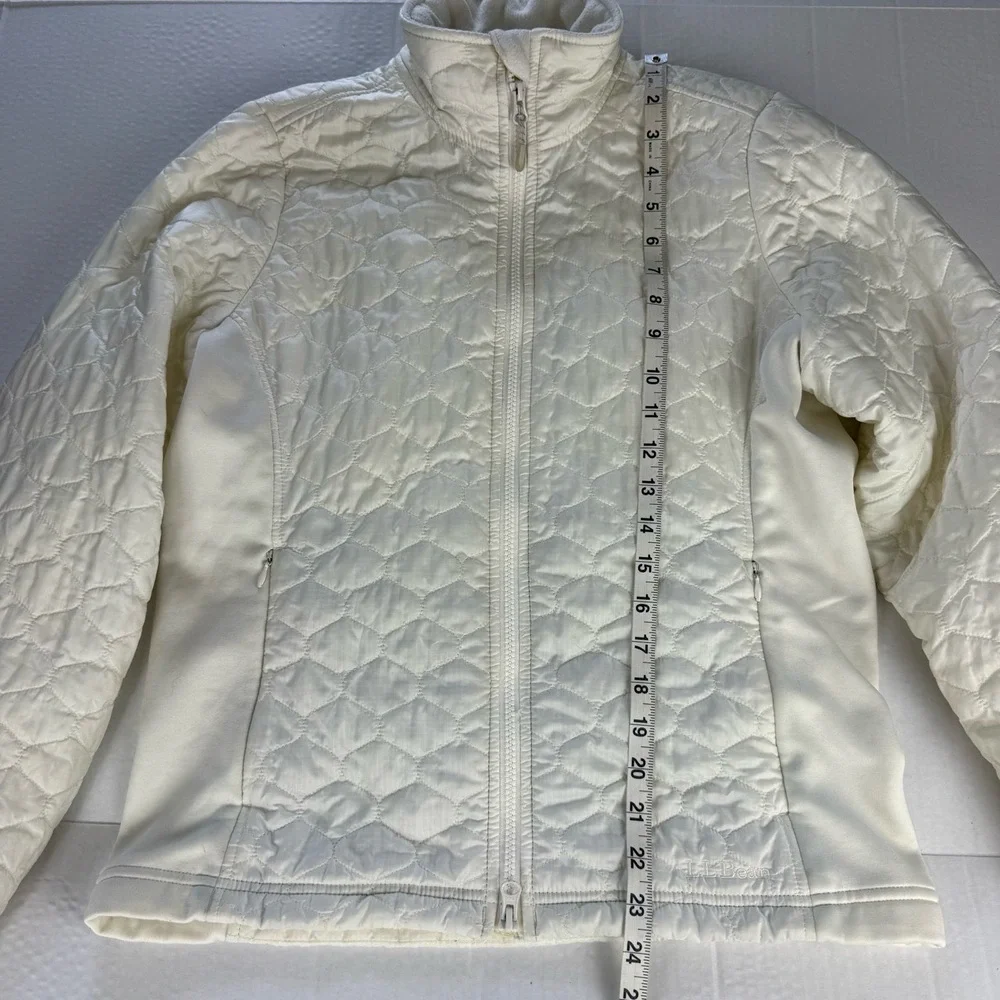 LL Bean Jacket Womens Size Small‎ Off White Cream Quilted Thinsulate Lightweight
